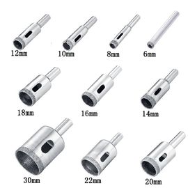 10PCS ダイヤモンドコアドリルビットセット 6-30mm タイルガラスセラミック