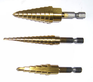 金属のチタニウムのステップ穴あけ工具のための高速高速度鋼のステップ穴あけ工具の六角形のすねのチタニウムの上塗を施してあるまっすぐなフルート