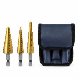 3PcチタンHSSステップドリルビットセット ヘックス・シェンク 1/8-3/4インチ